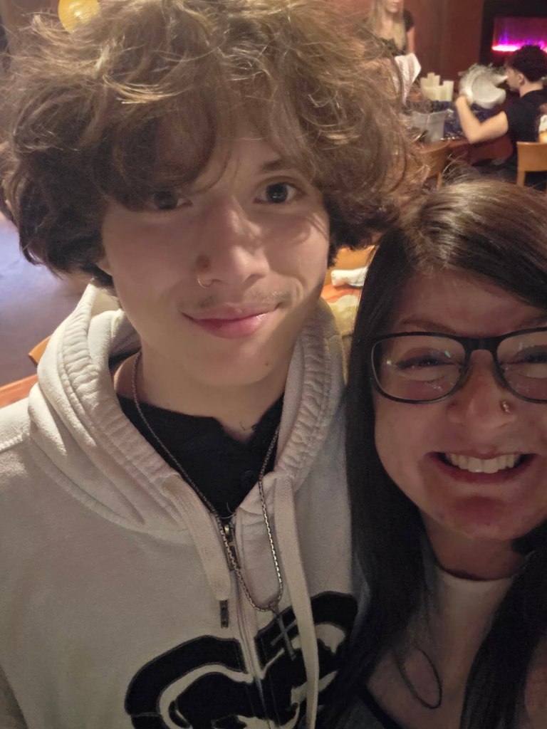Teisha Mechetti and her son on his 15th birthday in Fortuna, CA.
