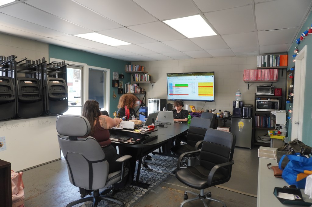 A picture of a small team working hard on audits at THINK
